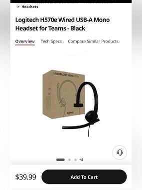 Logitech Mono USB-A Headset in Black